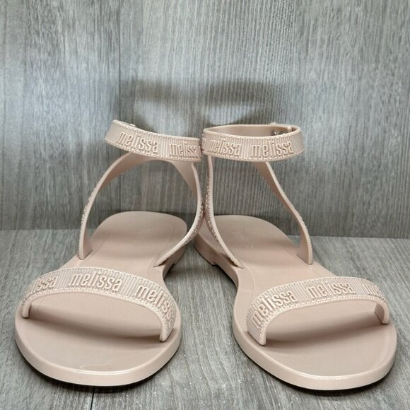 Melissa Sandals Womens Sz 5 M Lover Strappy Flats Vegan Synthetic Beige - Picture 4 of 12